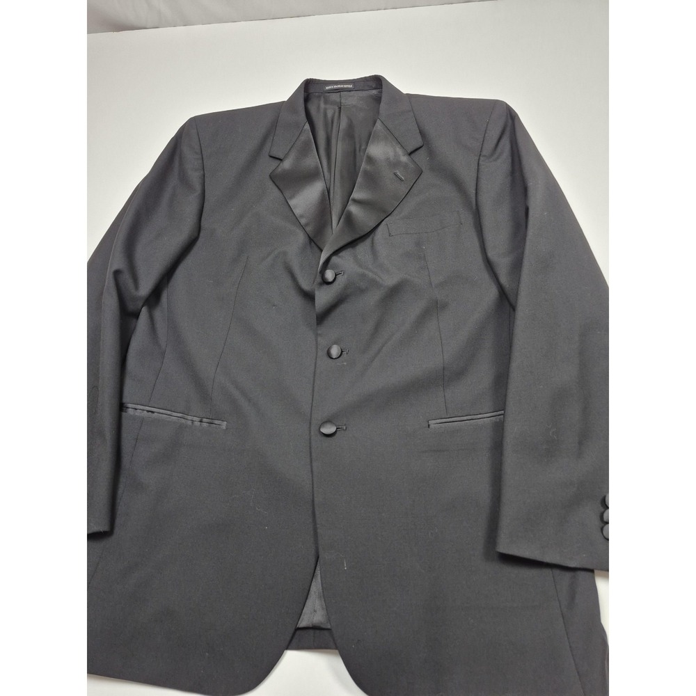Giorgio Bissoni Suit Jacket Mens 44 Long Black Wool Tuxedo Peak Lapel Formal
